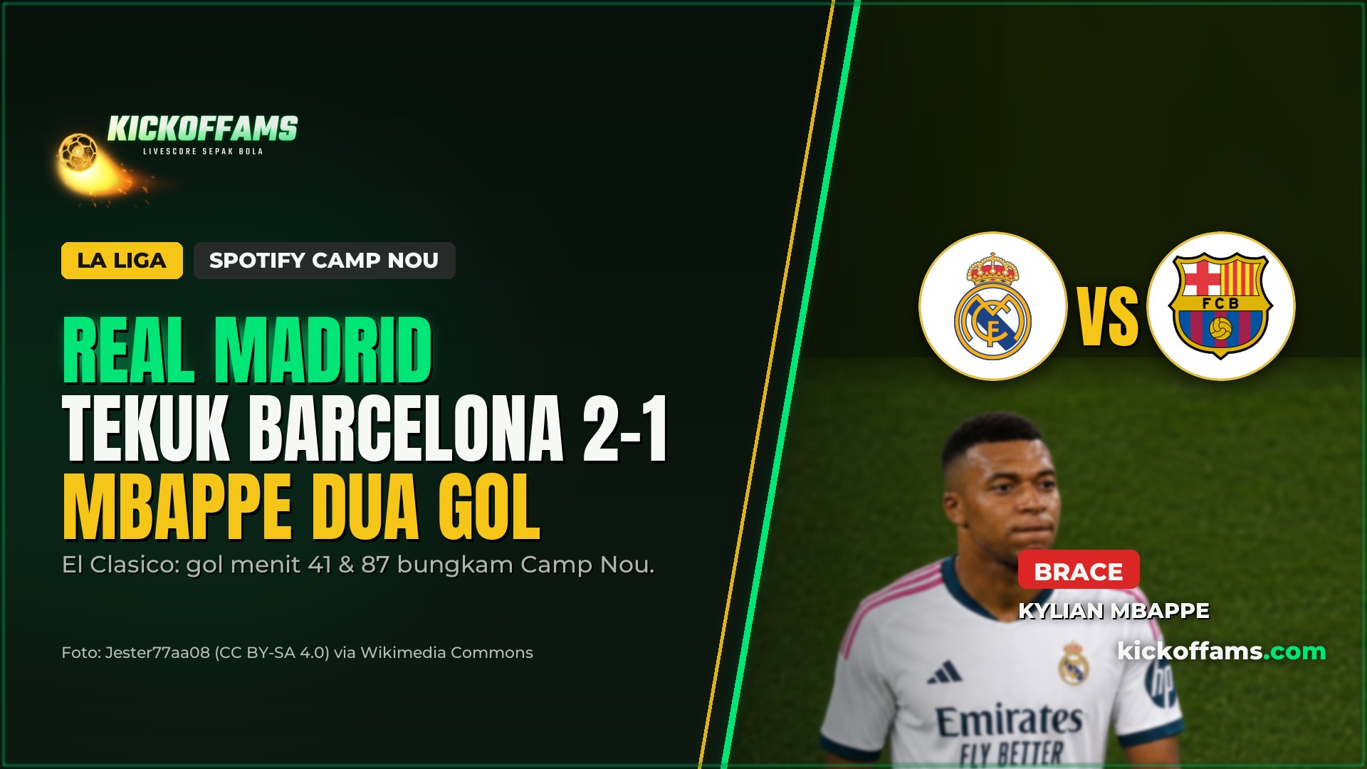 Barcelona vs Real Madrid 1-2: Brace Mbappé Menangkan El Clasico