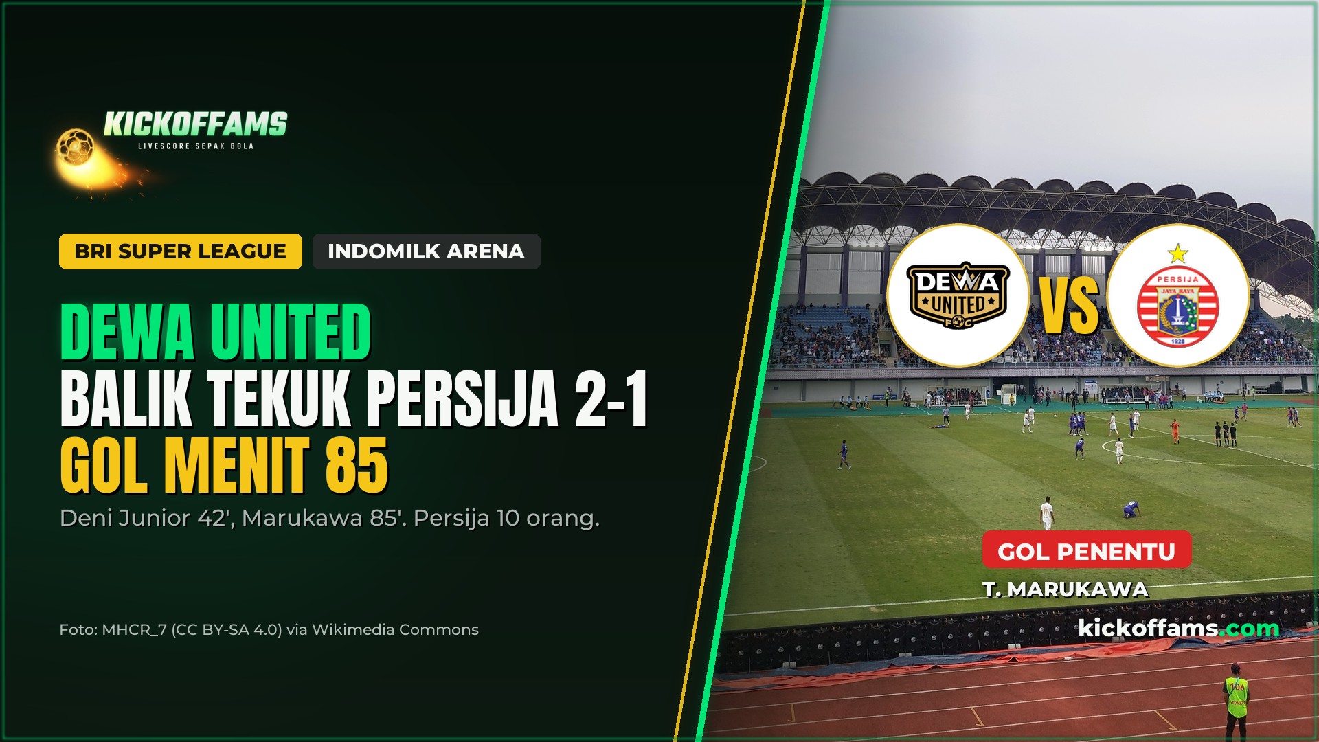 Dewa United Balik Tekuk Persija 2-1, Marukawa Jadi Penentu