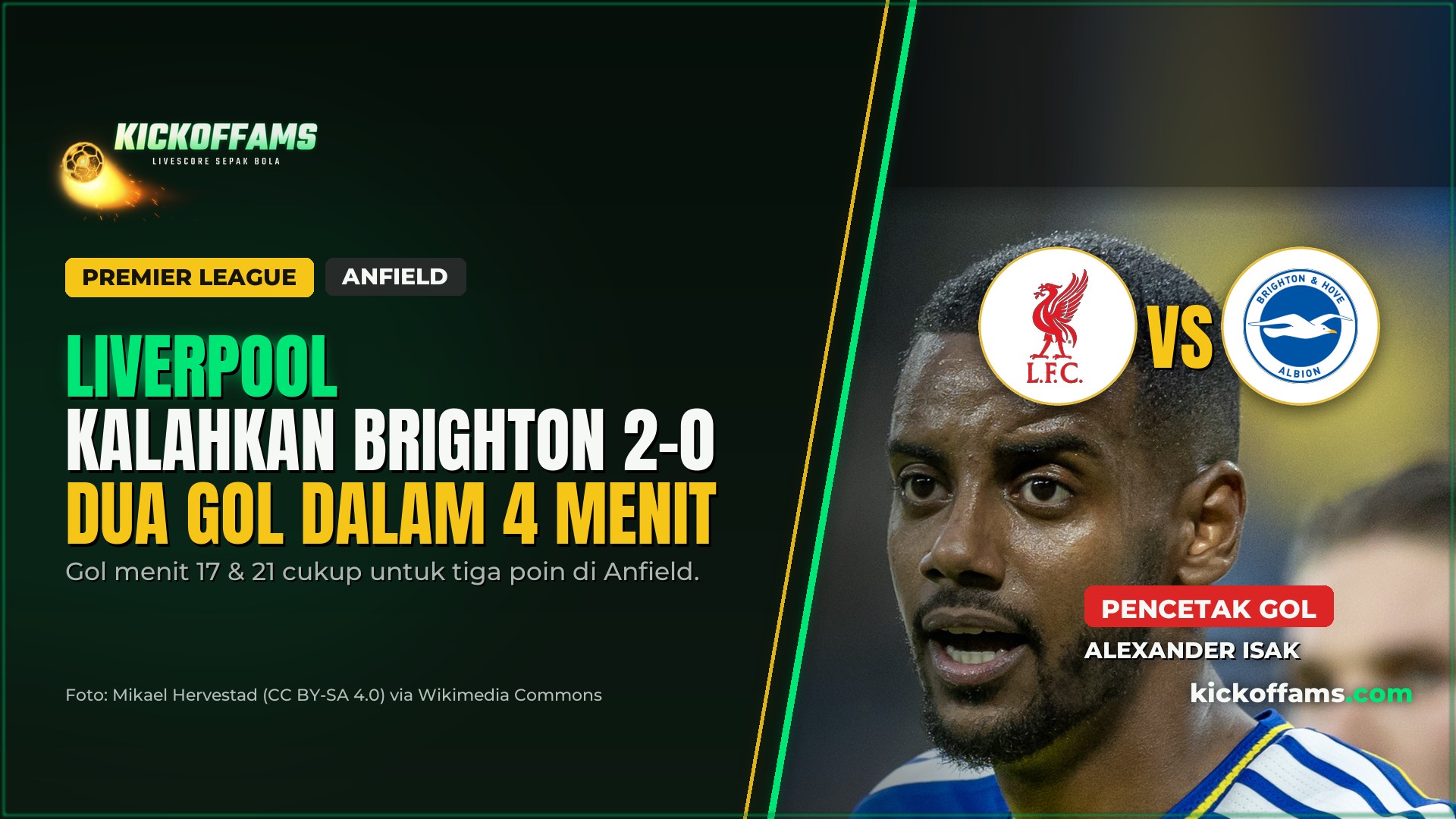 Liverpool vs Brighton 2-0: Dua Gol Kilat Antar The Reds Menang