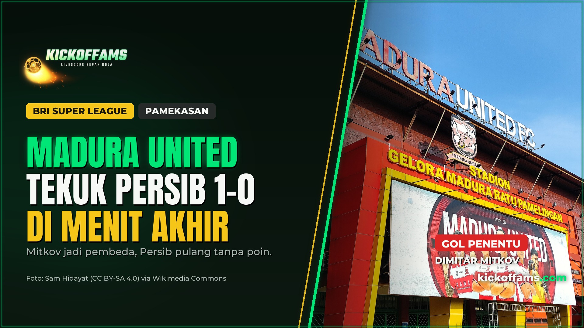 Madura United Tekuk Persib 1-0, Gol Telat Mitkov Jadi Pembeda