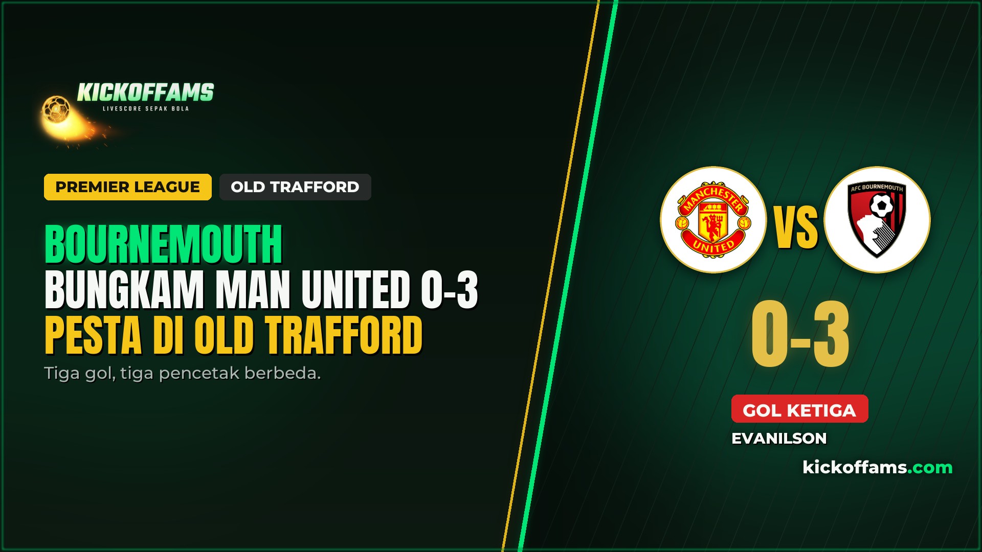 Man United vs Bournemouth 0-3: Tim Tamu Pesta Gol di Old Trafford