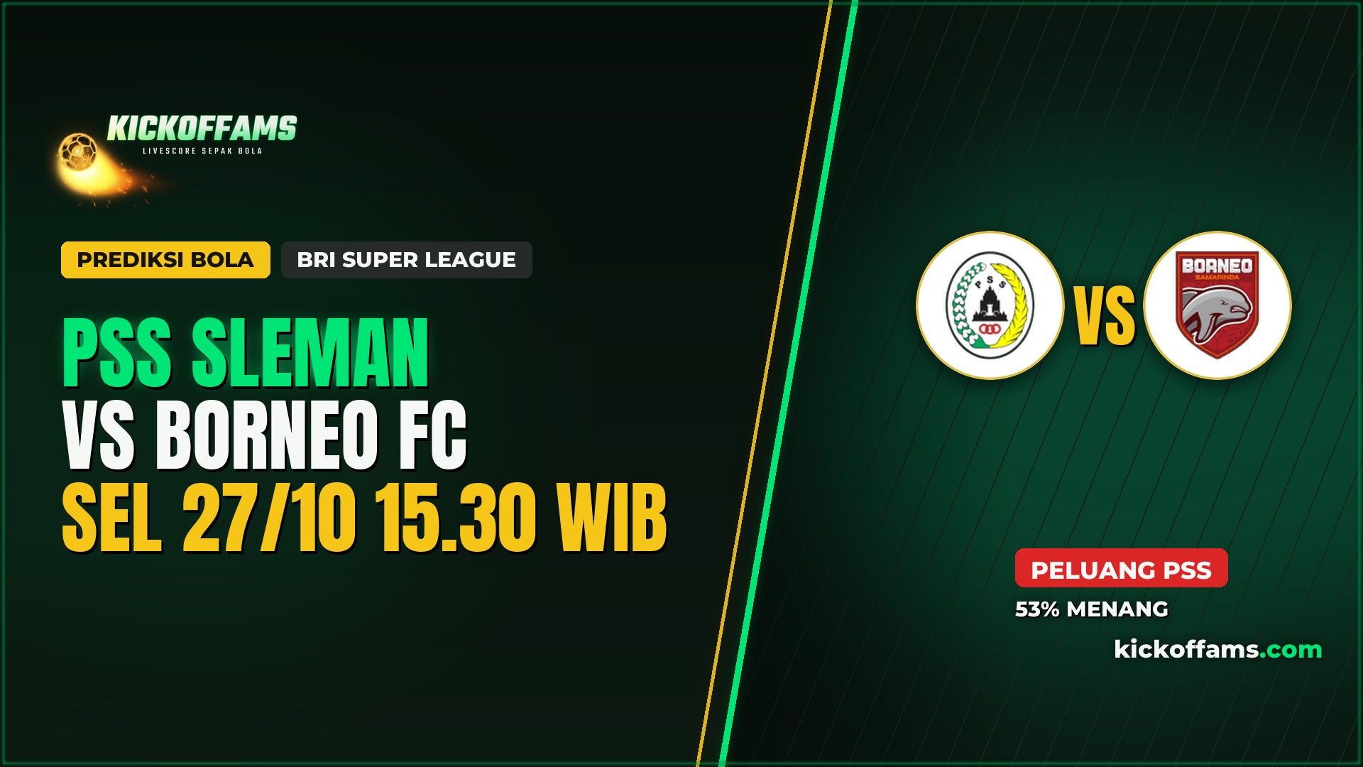 Prediksi PSS Sleman vs Borneo FC 27 Oktober 2026: PSS Butuh Bangkit